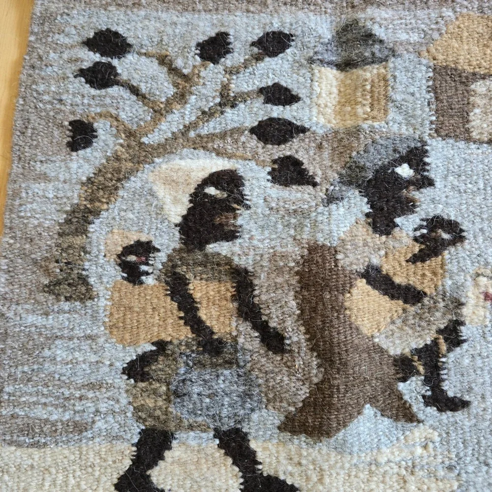 Mapusha Weaving South Africa Hand Woven Wool Wall Hanging Village Scene Tapestry